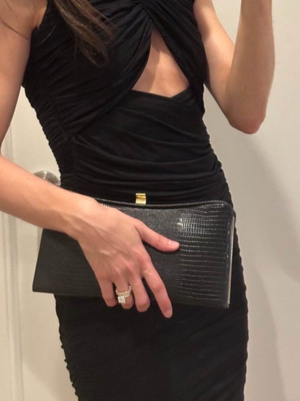 Chic Vintage Black Faux Leather Clutch